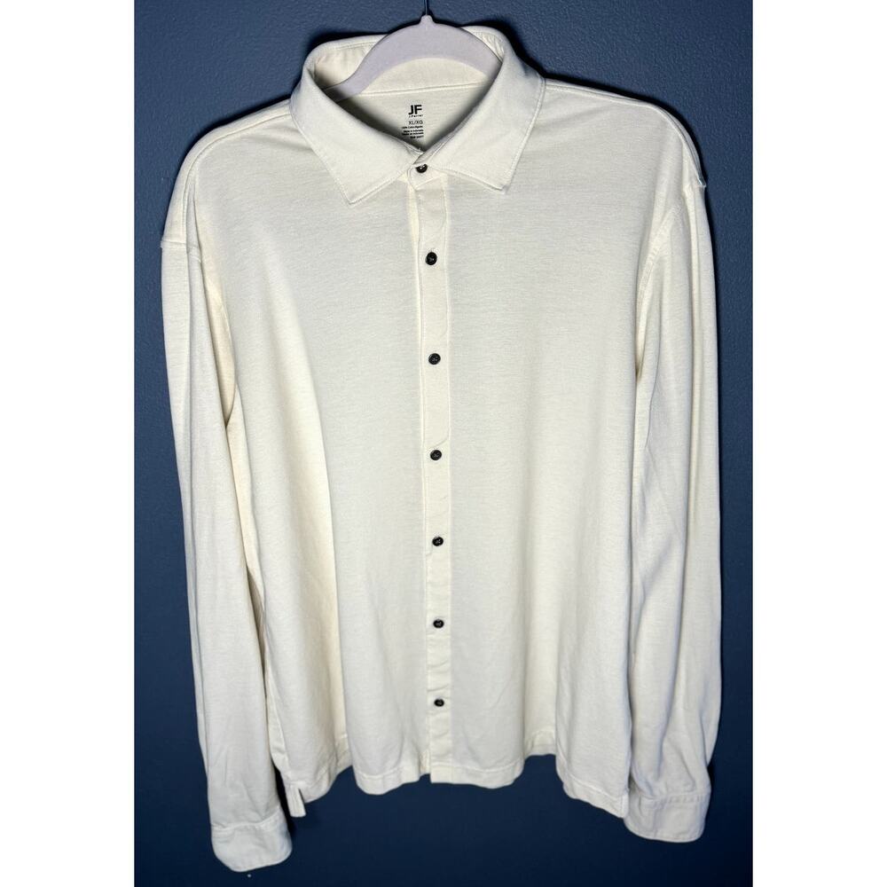 MENS J FERRAR CREAM LONG SLEEVE BUTTON DOWN/UP SHIRT SIZE XL 100% COTTON